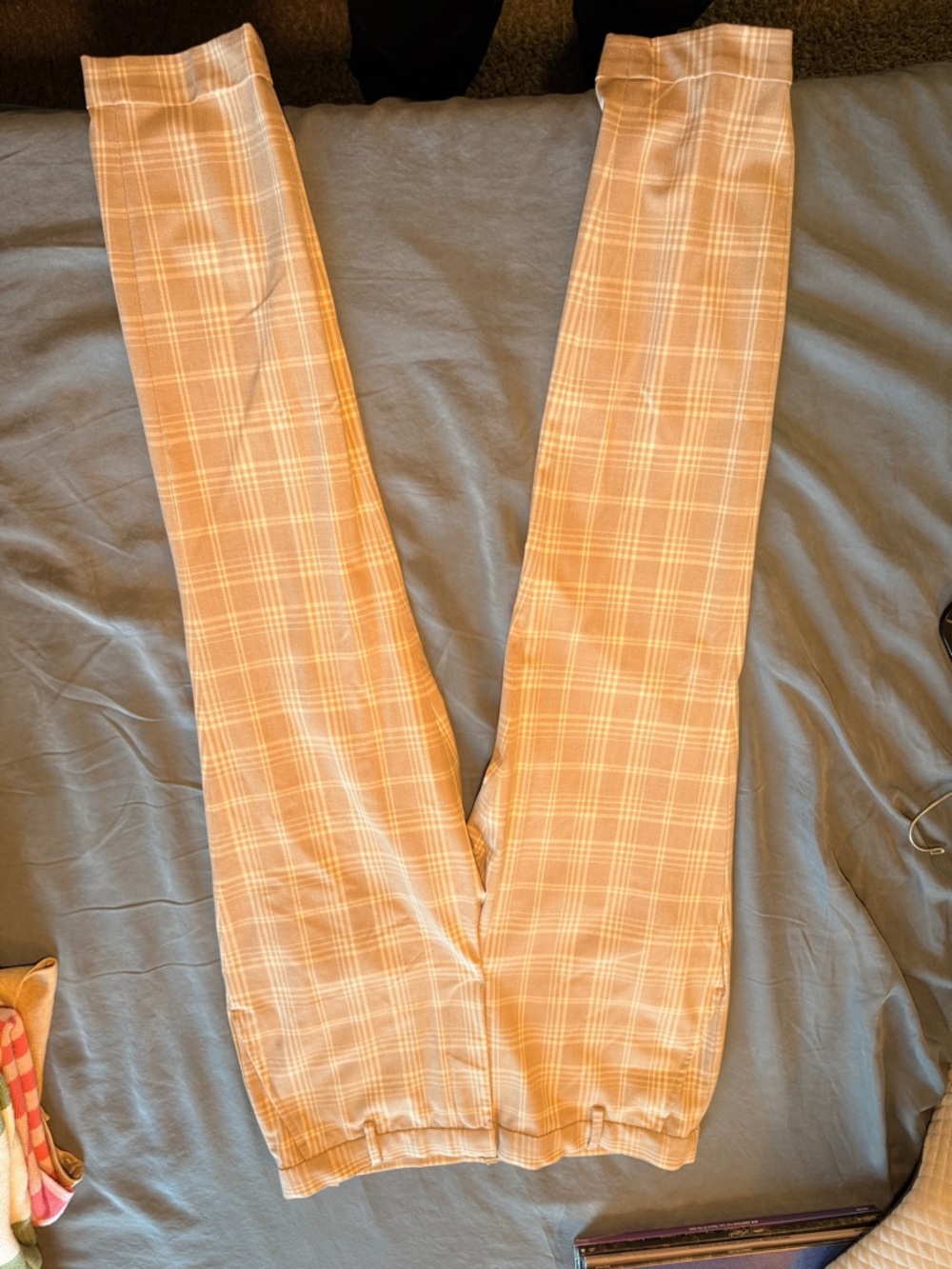 H&M Beige Plaid Chinos